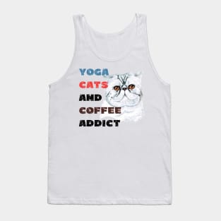 Yoga cats and coffee addict funny quote for yogi Tank Top